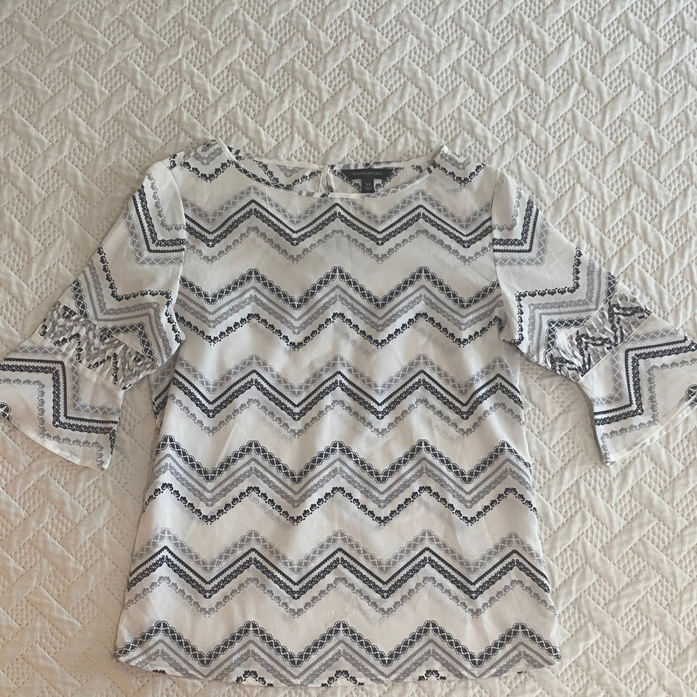Banana Republic Black and White Chevron Blouse
